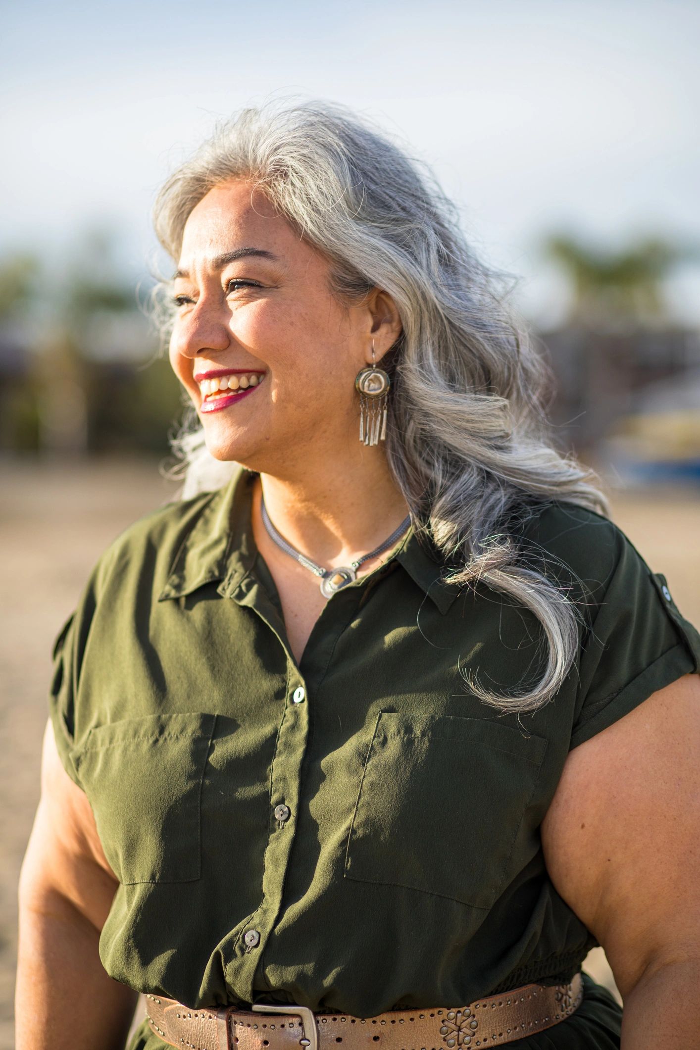 Portrait of woman at the beach